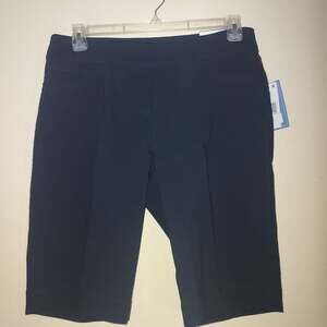 Slimsation Women's Golf Shorts sz 14 Bermuda 12" Sport Haley Pull On Navy